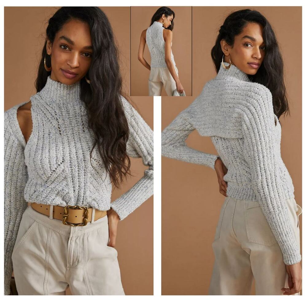 Anthropologie Ribbed Sweater Shrug Set - New - Medium